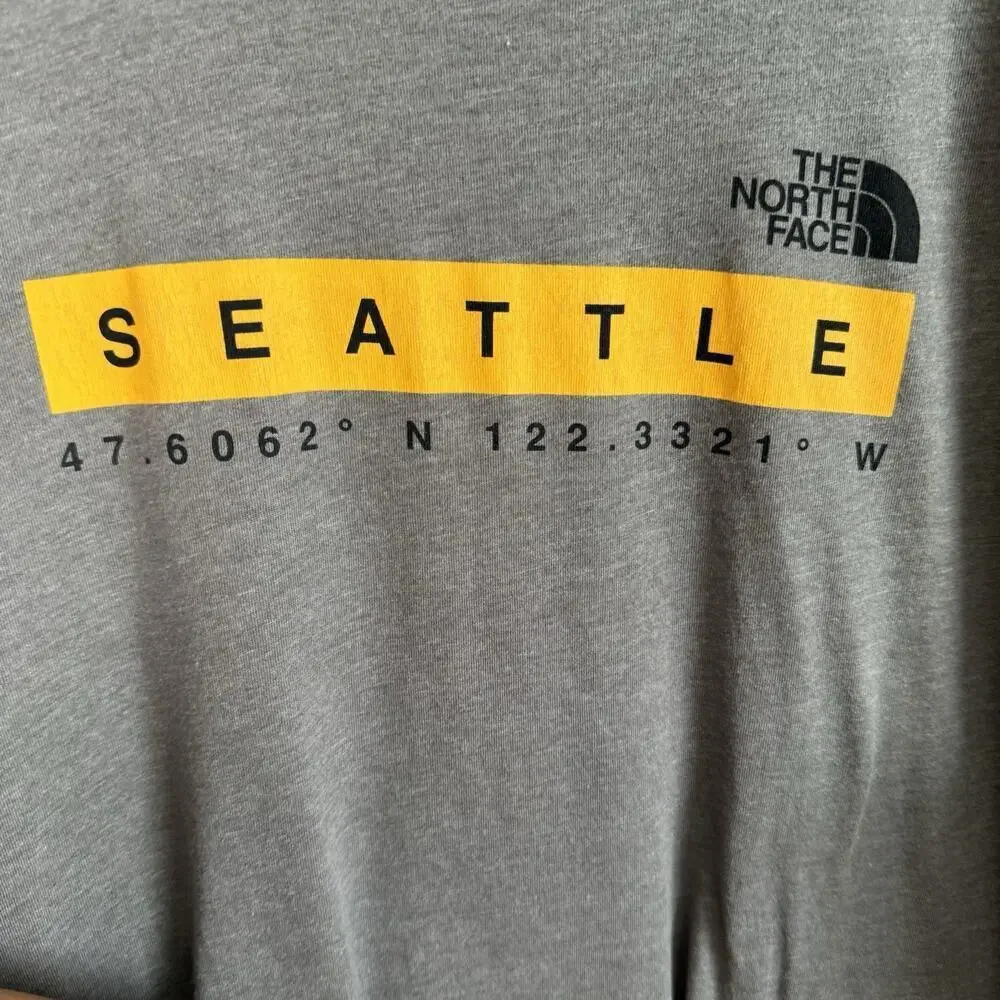 The North Face Seattle Graphic Tee Men’s 2XL Gray Cotton Blend T-Shirt Standard